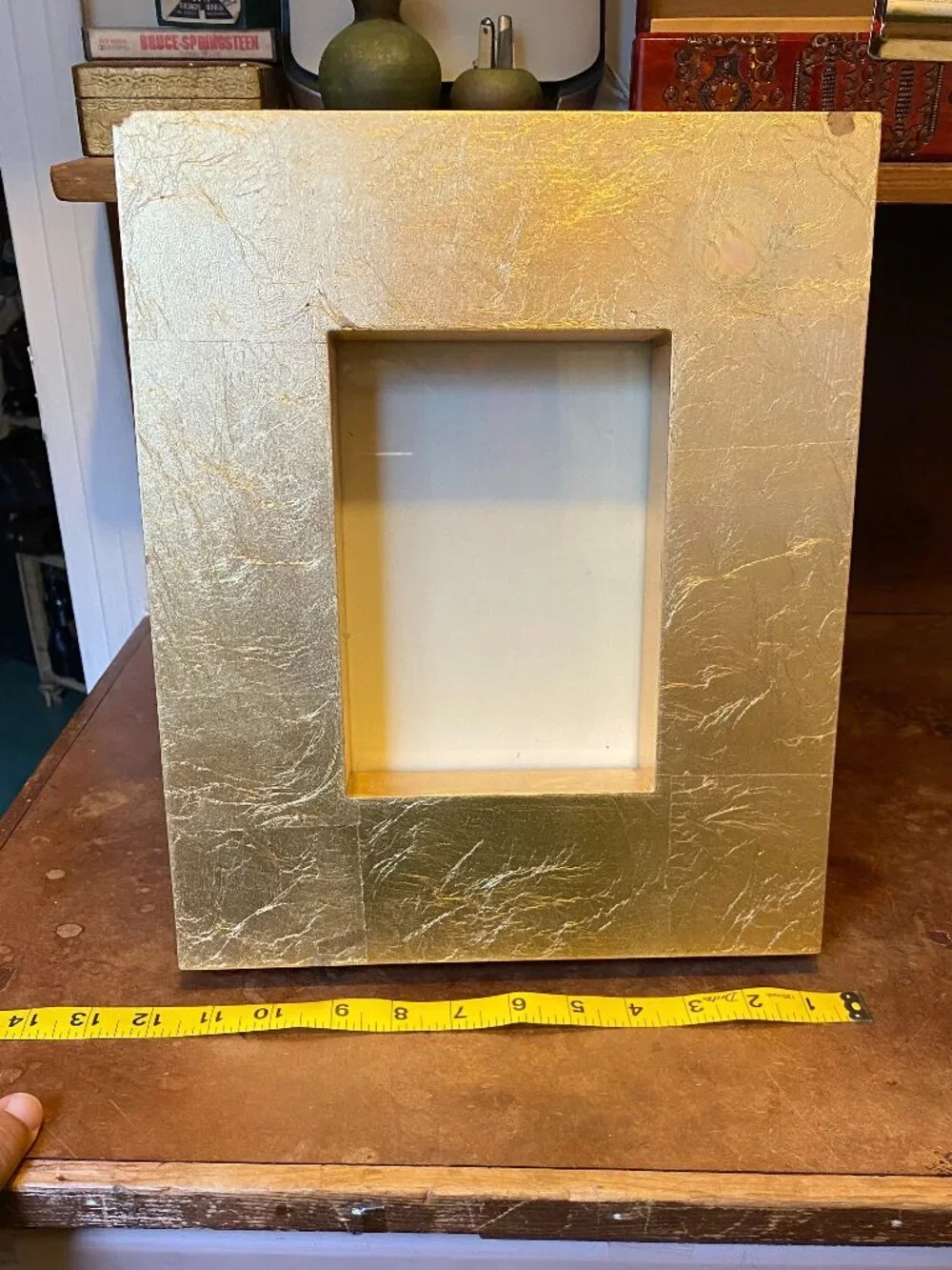 2014 Z Gallerie Metallic Gold Chunky Picture Frame Hang Easel Back Freestand Y2K